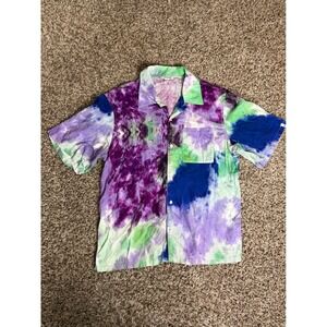True Religion Mens Tie Dye Short Sleeve Button Up Shirt XL